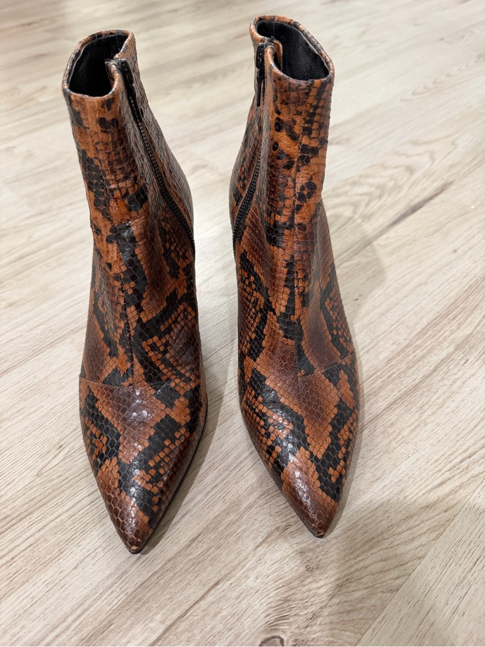 rag & bone Brown and Black Snake-Print Pointed Ankle Booties